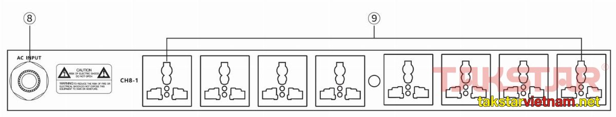 Mặt sau bộ bật tắt nguồn tuần tự EPO-802N