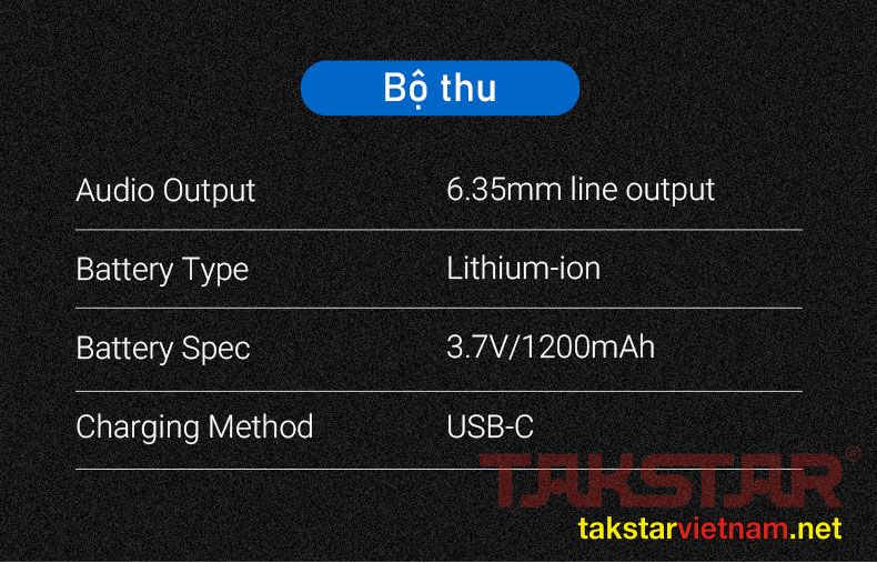 Thông số kỹ thuật bộ thu không dây TS-K300